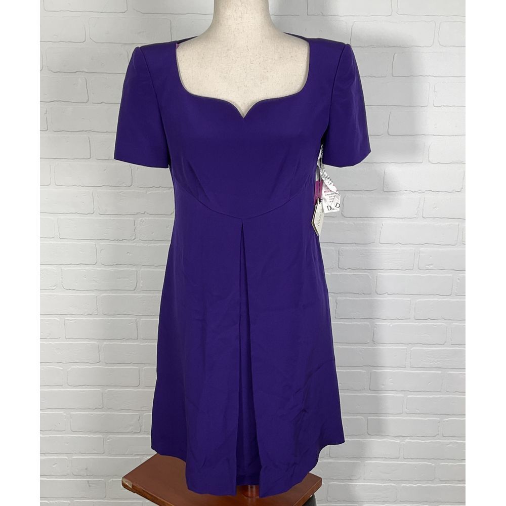 Gillian Dress Womens 4 Purple Sweetheart Silk Pleat Formal‎ Party VTG